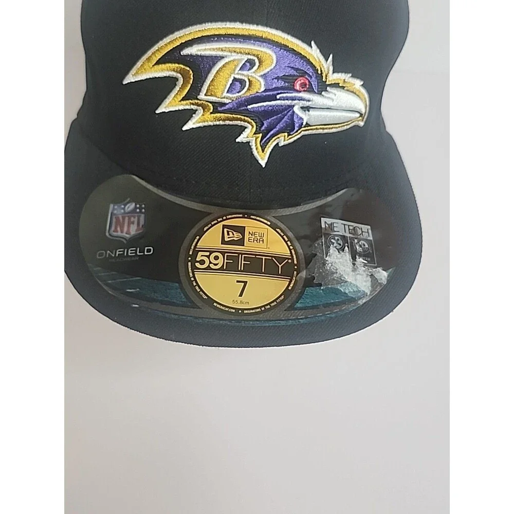 Baltimore Ravens New Era 59Fifty Hat Cap Size 7 Black NFL Embroidered